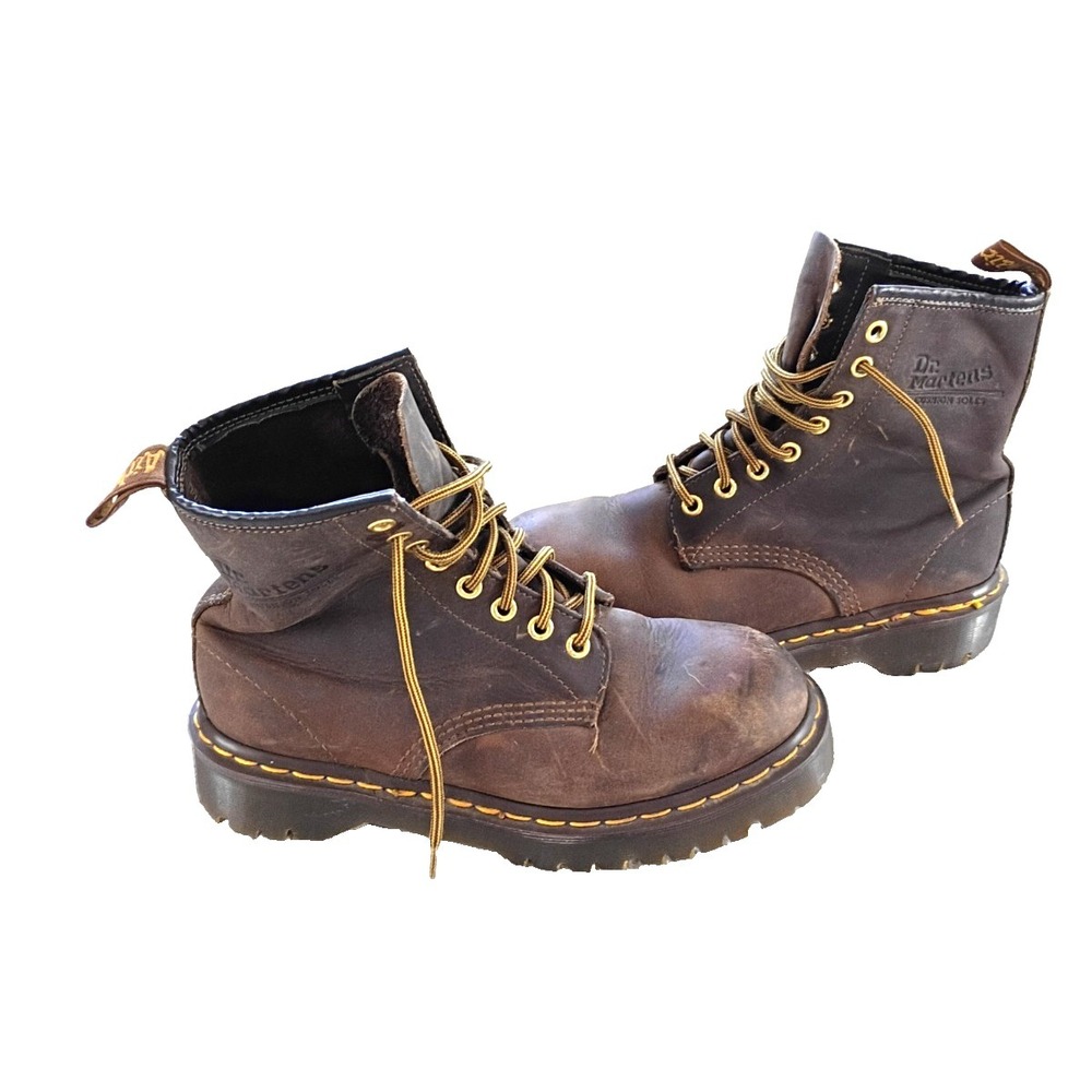 Vintage Dr Marten Iconic 1460 Crazy Horse Leather Boots Made in England UK 5